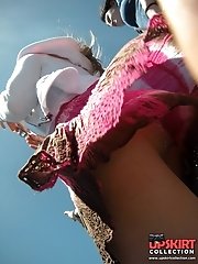 12 pictures - Wind blowing up skirts in public. Very hot upskirt gallery