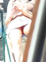 12 pictures - Upskirt close ups, of sitting gorgeous cutie
