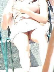 12 pictures - Upskirt close ups, of sitting gorgeous cutie