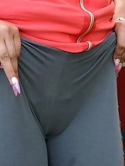 12 pictures - Brunette's sexy tight pants