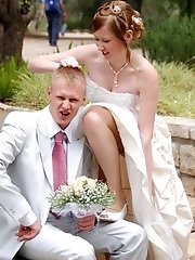 10 pictures - Naughty Brides upskirt photos