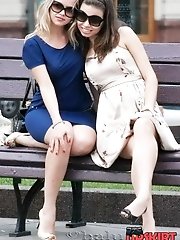 12 pictures - Sexy street upskirt in a park