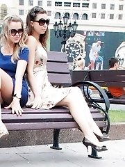 12 pictures - Sexy street upskirt in a park