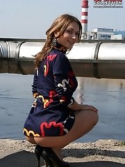 12 pictures - Arousing no panty upskirt