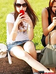 12 pictures - Sneaky upskirt shots made outdoors