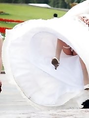 12 pictures - Bride upskirt filmed by our hunter