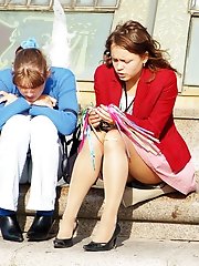 8 pictures - pantyhose candid upskirt pics