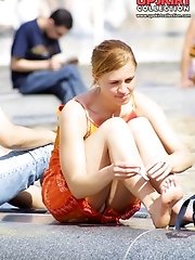 12 pictures - Beautiful summer dress upskirt