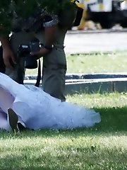 12 pictures - Looking up skirt of a hot bride