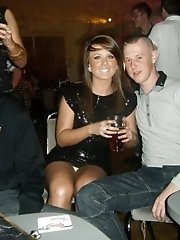 12 pictures - Fishnet tights and black panty up the skirt