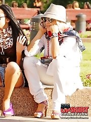 12 pictures - Sexy upskirt girls enjoy a sunny day
