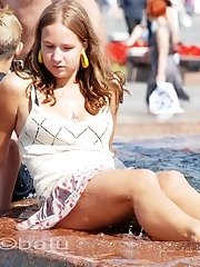 12 pictures - Sexy upskirt girls tease and kiss