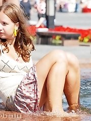 12 pictures - Sexy upskirt girls tease and kiss