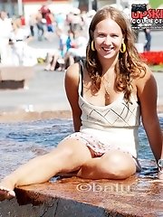 12 pictures - Sexy upskirt girls tease and kiss