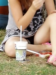 12 pictures - Picnic in a park with upskirt