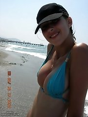 15 pictures - Babes put bikinis in order and get naked tits spied