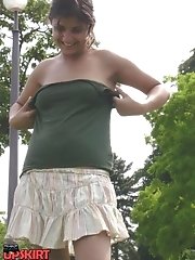 12 pictures - Upskirt, flashed while she was taking off her bra