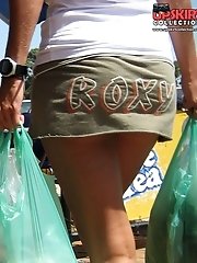 12 pictures - Cutie has very slim legs. Hot up skirt