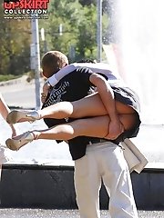 12 pictures - Quick upskirt flash in public