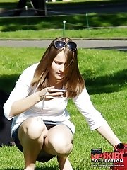 12 pictures - Sexy summer dress upskirt photos