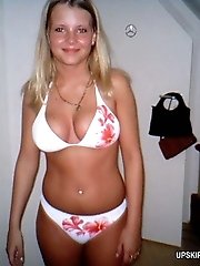 7 pictures - Bare titted girls lift up and shake asses in panties